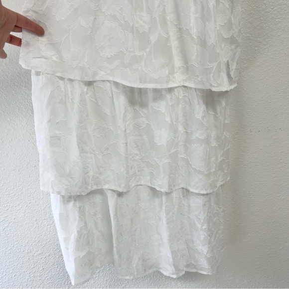 Lulus Grace and Beauty White Burnout Floral Print Tiered Dress Size Medium NWT - Picture 7 of 15